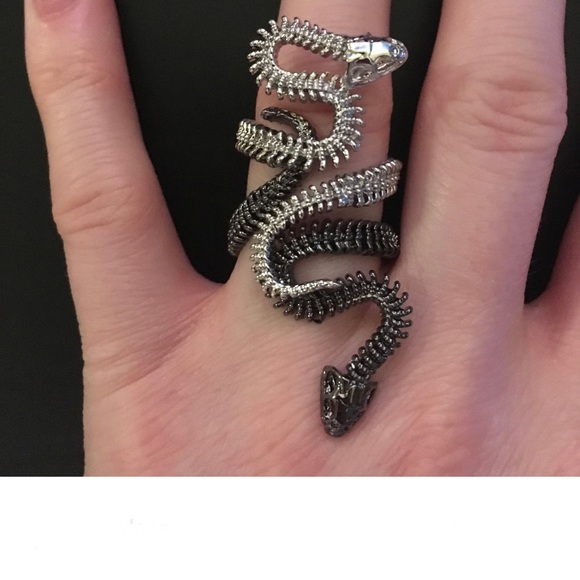 Rings, 2in1, Jeweled Illusion (Dbl Intertwined), 1Silver, 1Black, 6 - Picture 5 of 6